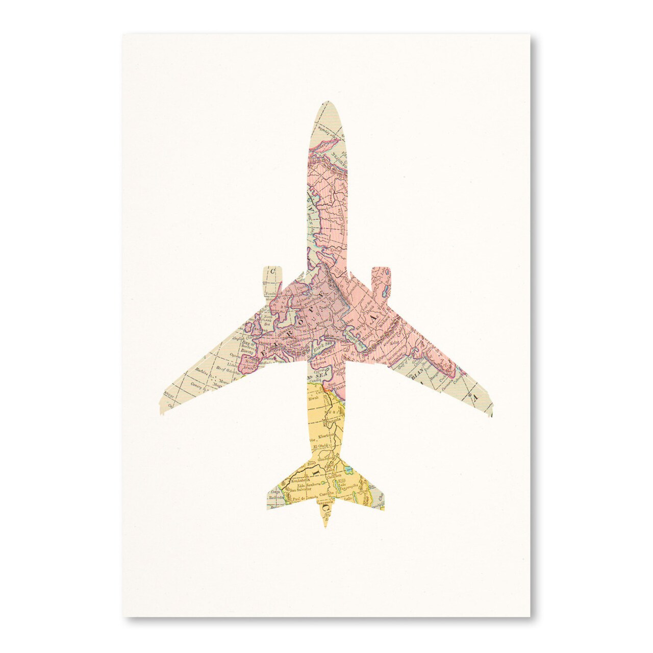Vintage Map Plane Collage I by Chaos &#x26; Wonder Design  Poster Art Print - Americanflat